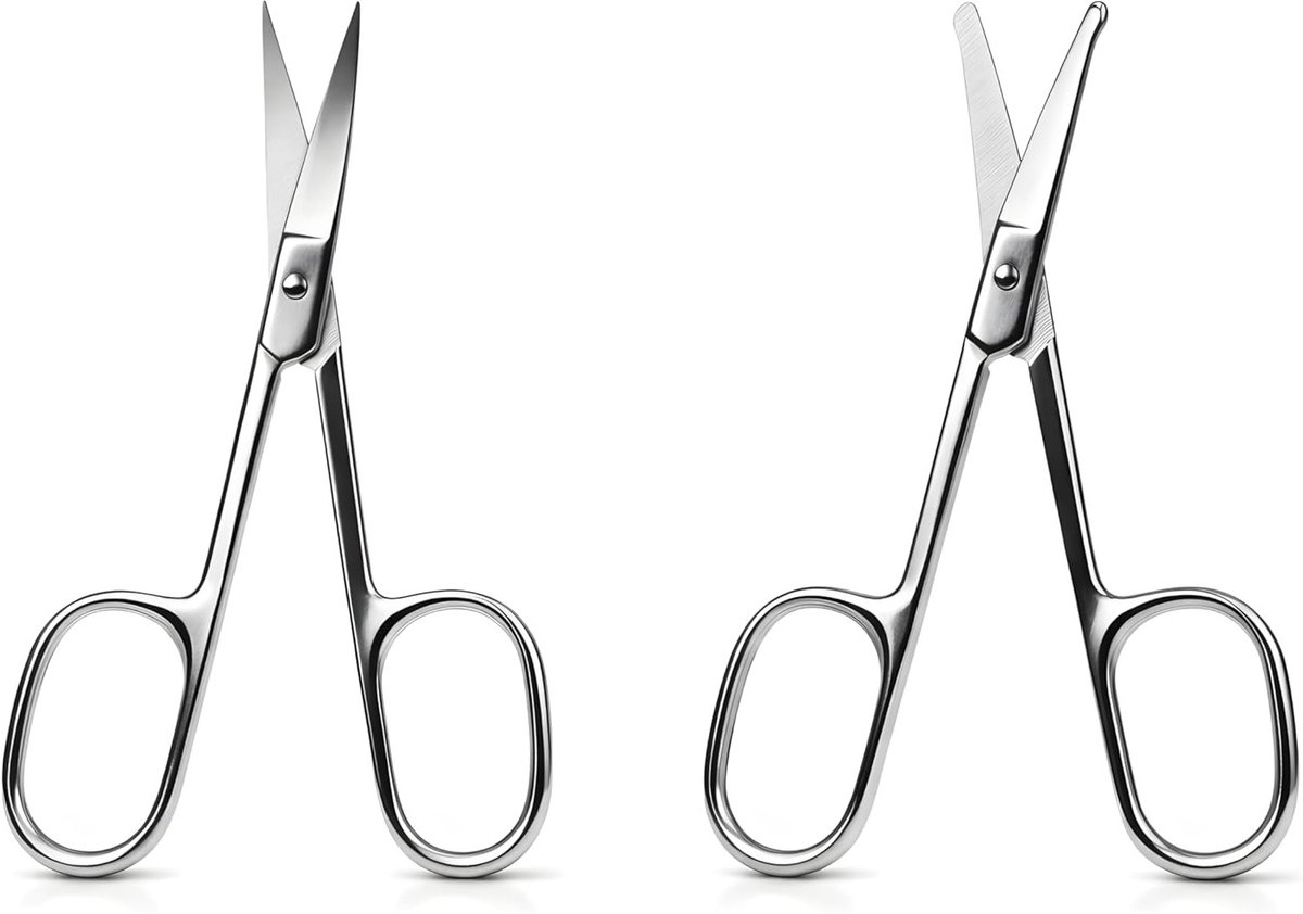 Wenkbrauwschaar met spiegelglans en afgeronde punt, precisie neushaarschaar en make-upset voor perfecte wenkbrauwen, eenvoudig te reinigen en duurzaam