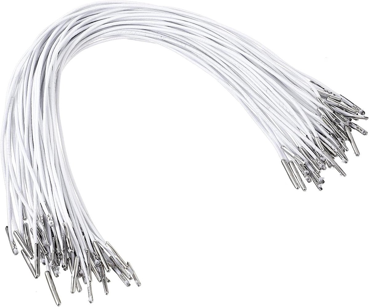 50 Stuks Elastische Touwtjes met Metalen Einden, 39 cm Lanyard voor Hoed en Mondkapje, Ideaal voor Feestjes en DIY Projecten