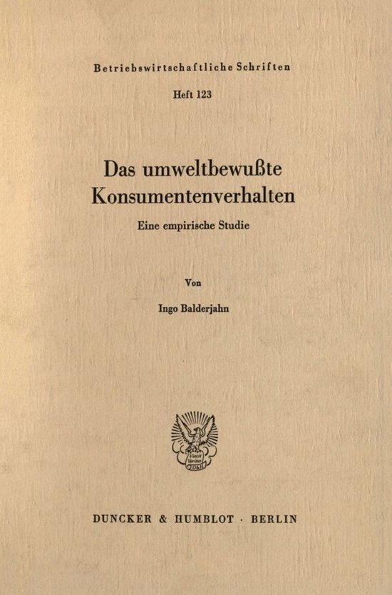 Betriebswirtschaftliche Schriften123- Das umweltbewußte Kon ... - cover