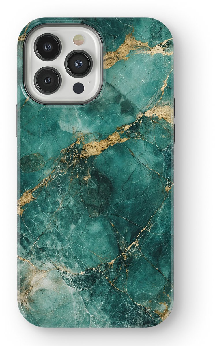 DripCase Hoesje geschikt voor iPhone 13 Pro Max Marmer | Marble Moods | Magnetisch Opladen | 2-in-1 Ontwerp | Luxe Marmeren Case geschikt voor iPhone 13 Pro Max Emerald Tide Marble