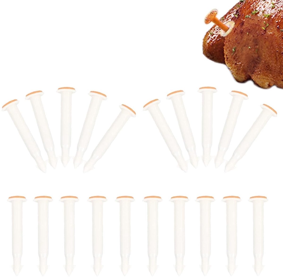 20 Stuks Wegwerp Vleesthermometer voor Oven, Perfect voor Kalkoen, Kip, Varkensvlees en Rundvlees