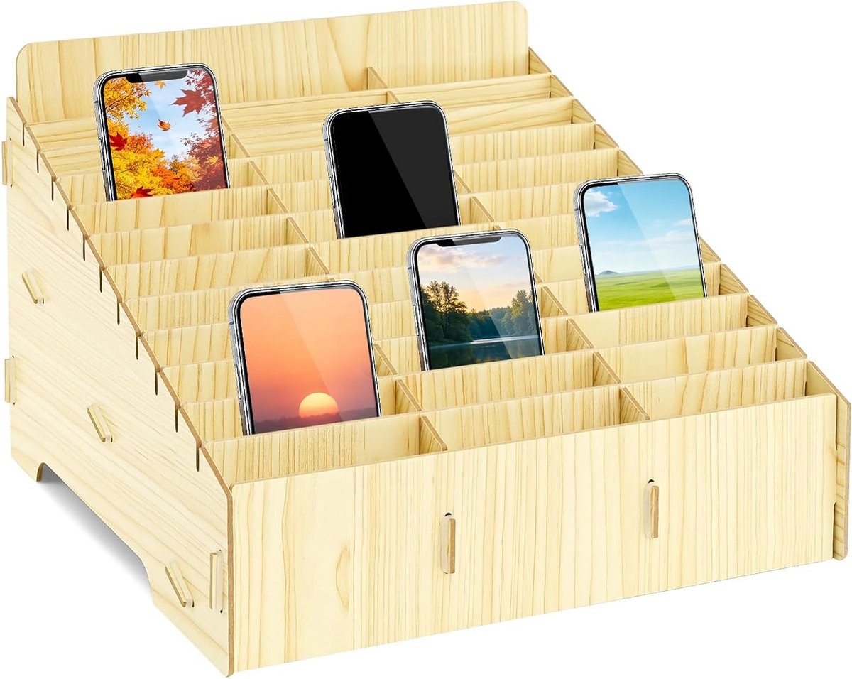 Mobiele Telefoon Garage voor School met 36 Roosters - Handige Organizer voor Smartphones en Accessoires