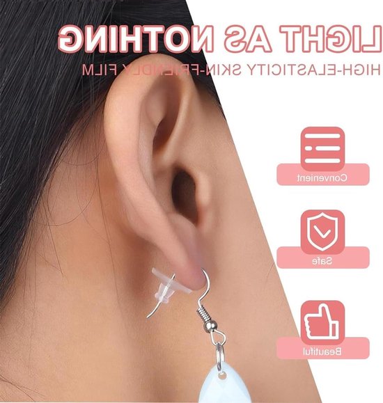 Duidelijke Hypoallergene Siliconen Oorbellen Stopper Set van 20 Stuks, 10mm Lang, 6mm Breed voor Comfort en Veiligheid — afbeelding 2