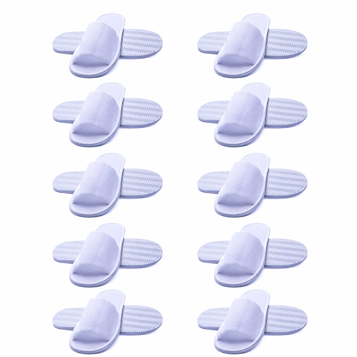 Nesto's® Hotel Slippers - Wegwerp Pantoffels - Gasten Sloffen - Sauna - Wellness - Spa - Badstof - Open Neus - Maat L (43-47) - 10 Paar - Wit