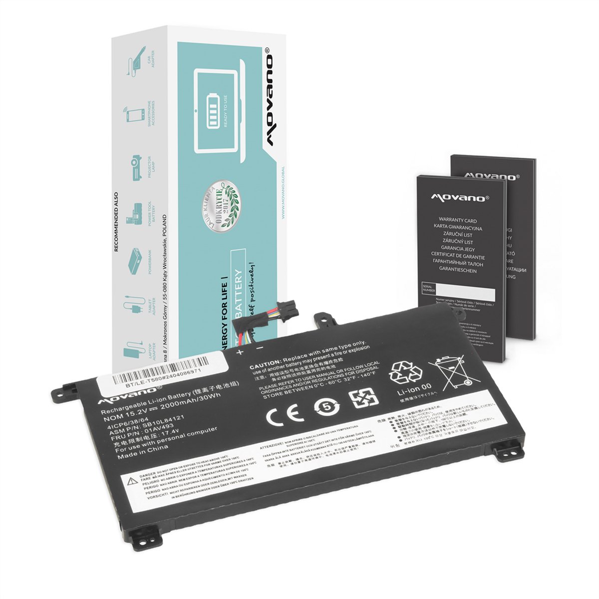 Movano - Lenovo ThinkPad T570 T580 P51S Batterij - Hoge Capaciteit - Li-Ion - Compatibel en Veilig