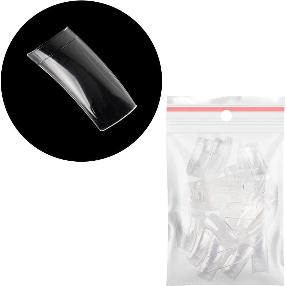 Allepaznokcie - Glazen Tips - Korte Pocket Nr 1 - 60 Stuks