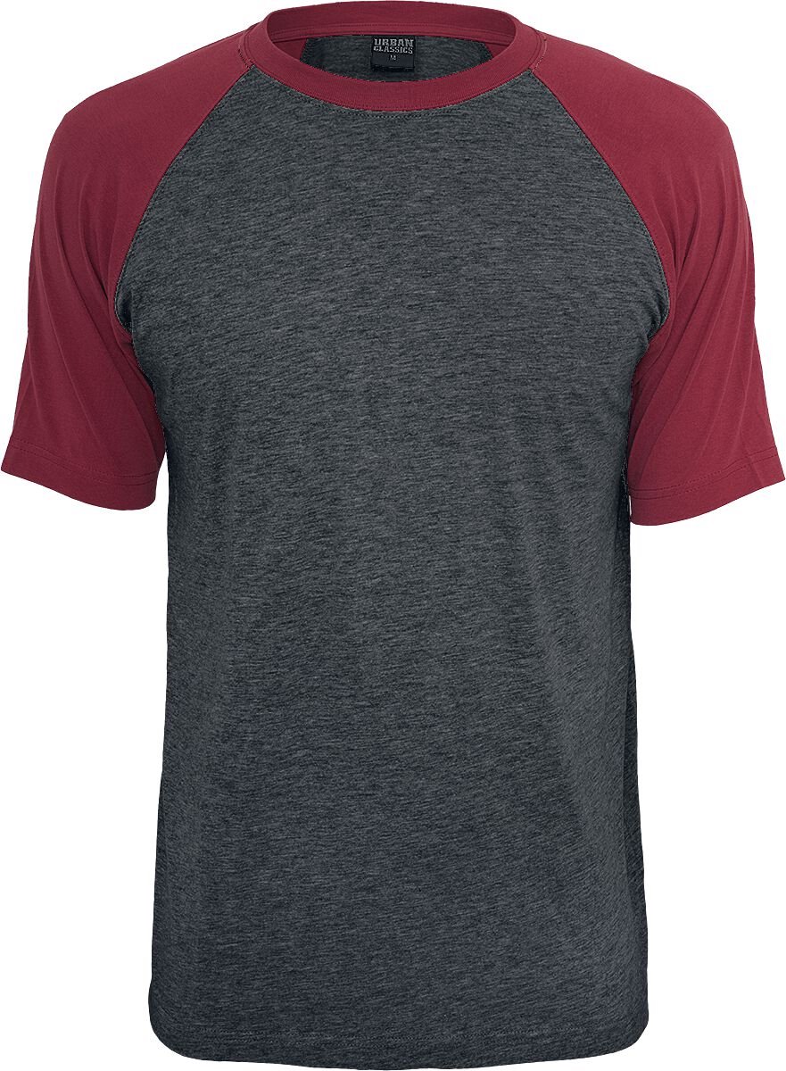 Urban Classics Raglan Contrast Tee Heren T-shirt houtskool/ M Houtskool;burgundy