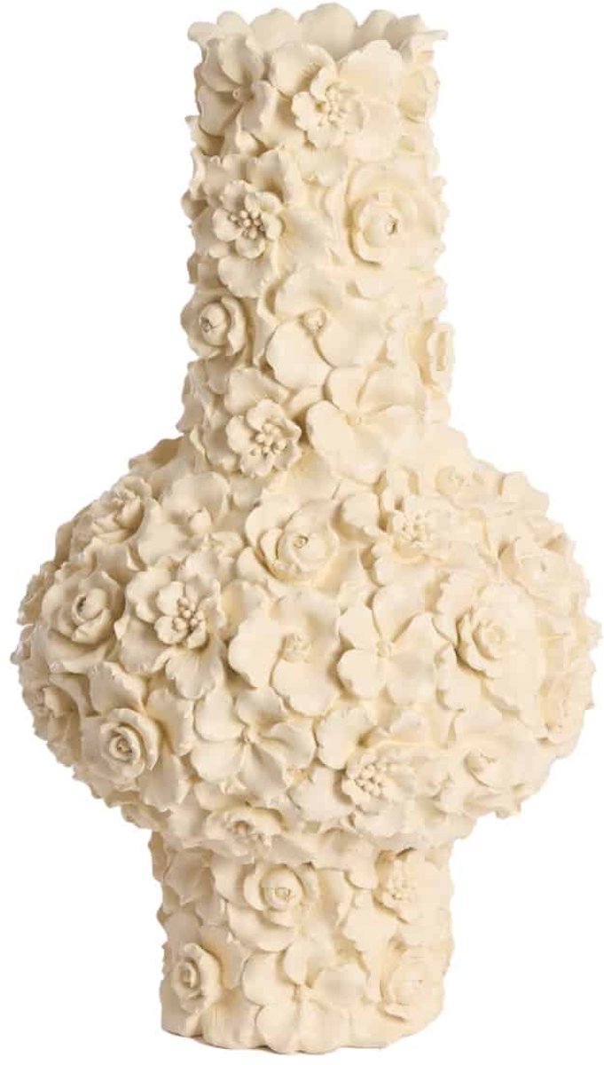 Light & Living Vaas Gyula - Crème - 27.5x27.5x46.5cm - Kunststof - Modern - Bloemenvaas - Woondecoratie - Decoratieve vaas voor woonkamer of slaapkamer Wit