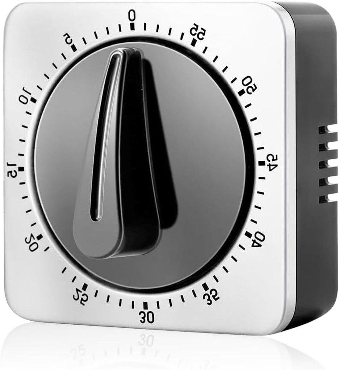 Stijlvolle RVS Keuken Timer - Vierkante Magnetische Timer voor Koken, Bakken en Stomen, 60 Minuten Aftellen, Handige Mechanische Alarmklok voor Thuisgebruik