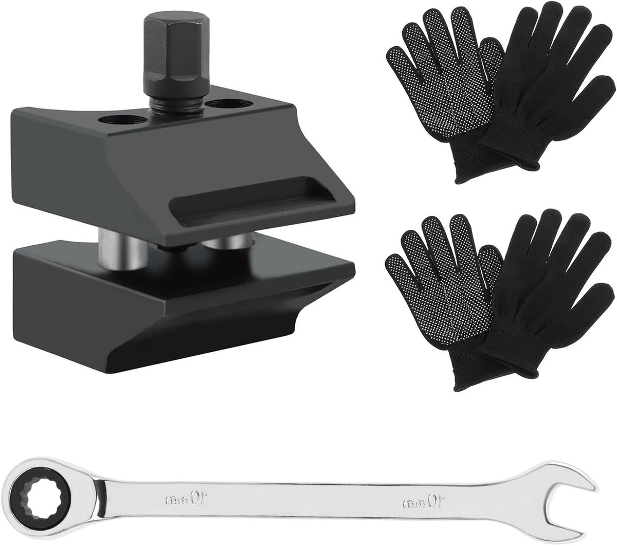 Professionele Shock Absorber Spreader Set voor Voertuigonderhoud met Handschoenen en Sleutel, Perfect voor Ophangingswerkzaamheden en Stuurknokkel Reparatie