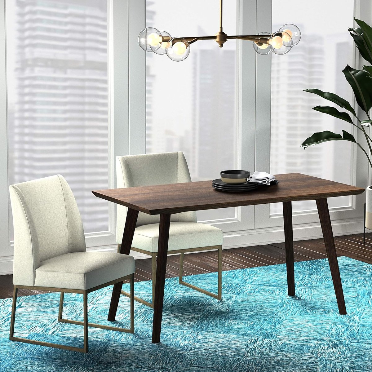 Eetkamerstoel – Meuble Paris Moderne Design Stoel met Messing Metalen Frame, Gebogen Rugleuning & Zachte Schuimzitting – 86 cm Hoog – Comfortabele Armloze Dining Chair – Krijt Wit – Direct Gebruiksklaar – Geen Montage