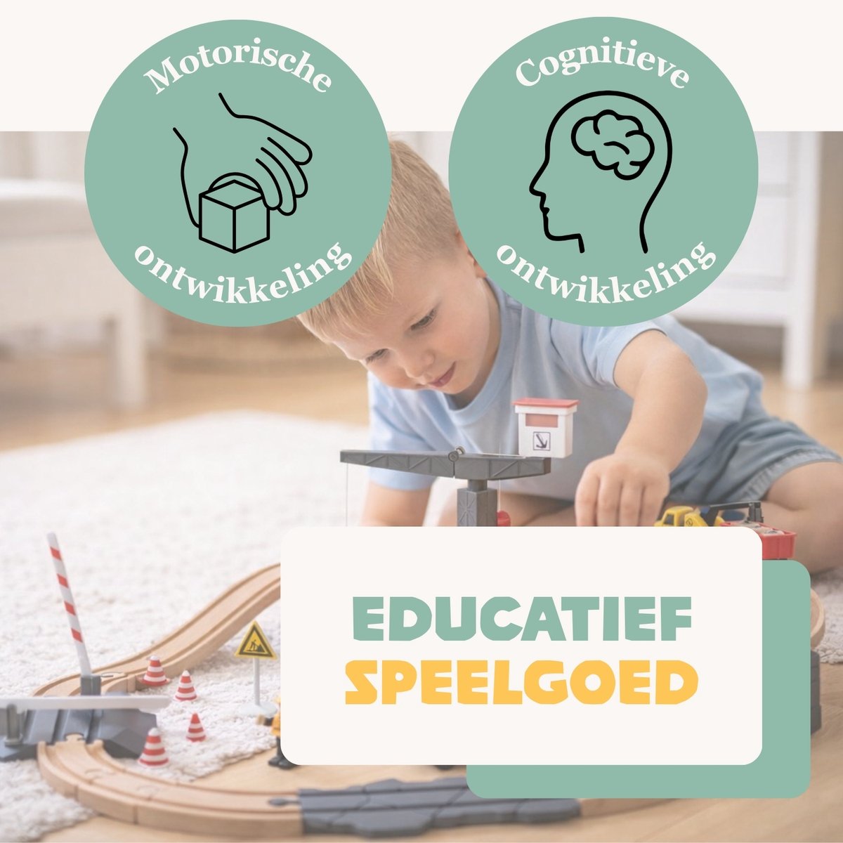 Tooky Toy Houten Treinset met Bouwplatform - FSC Hout - Geschikt voor 3+ Jaar (Peuters) - Treinbaan - Trein Set - Educatief & Montessori Speelgoed — afbeelding 5