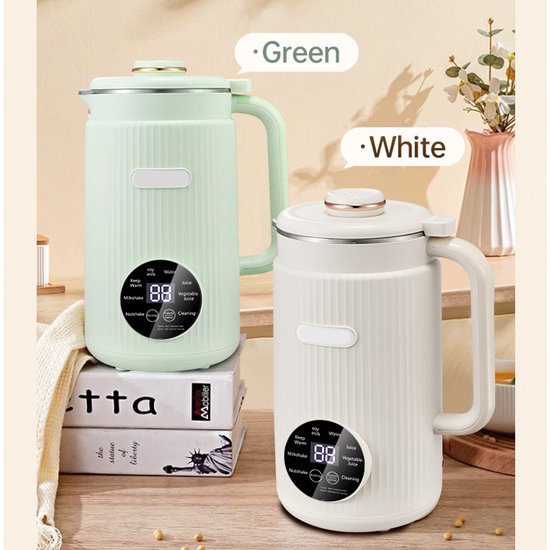 Elektrische blender -Elektrische Shakebeker - 10-in-1 notenmelkmaker - Filterloze sojamelkmaker - Met roestvrijstalen deksel - Voor amandelmelk, havermelk, kokosmelk, sap, plantaardige melkmaker en blender - wit van Merkloos — afbeelding 5