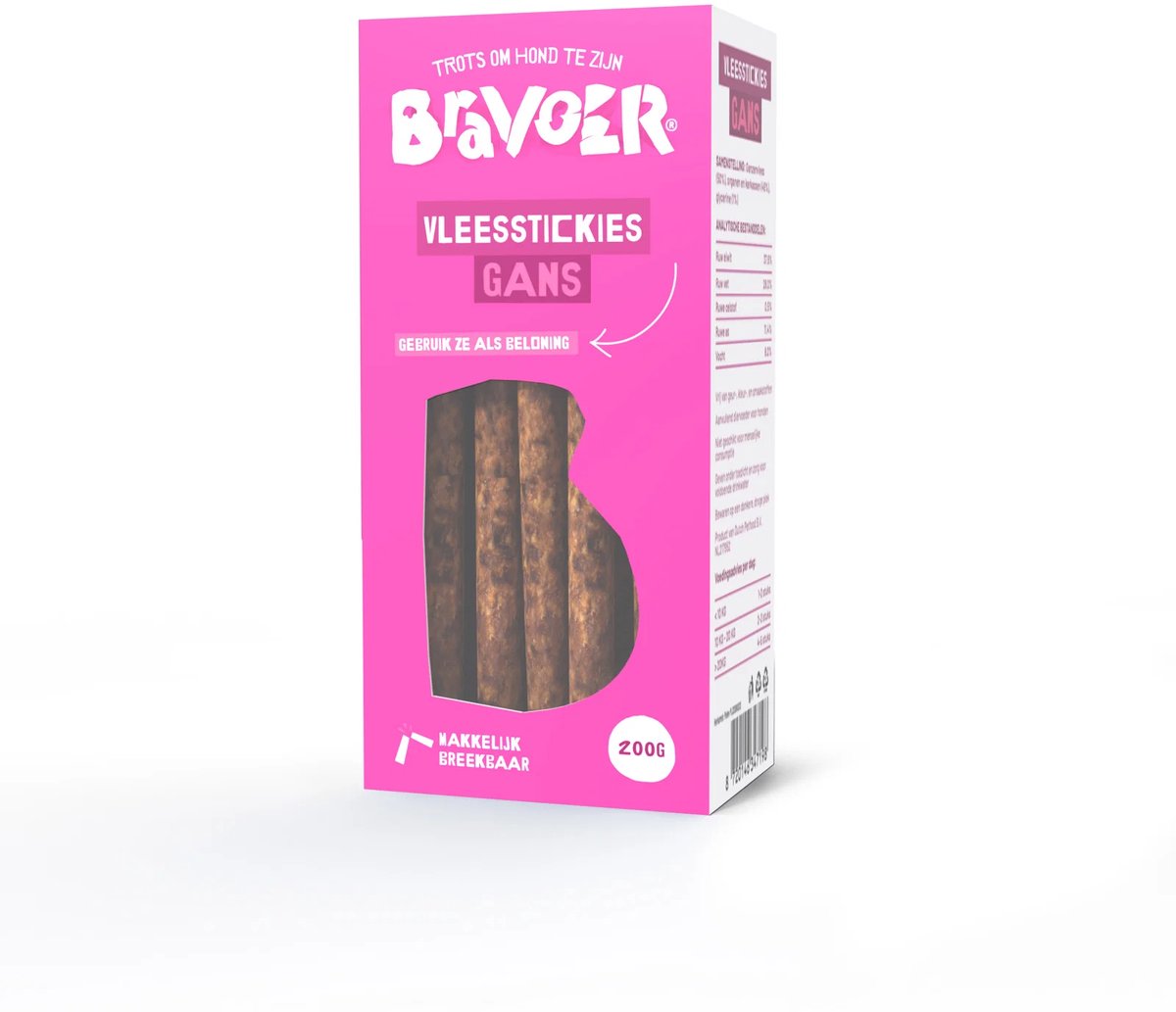 Bravoer Vleesstickies Gans 200 gram - Hondensnacks