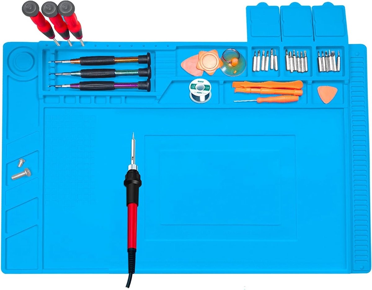 Hittebestendige Magnetische Loodmat 500 °C, 45 x 30 cm, Antistatische Reparatiemaat voor Elektronica, Ideaal voor Urenlang Solderen van Horloges, Telefoons en Laptops