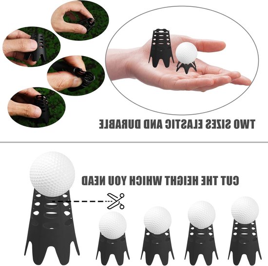 20 Stuks Golf Tees voor Simulator en Oefening, Ideaal voor Thuis en Buiten Sportliefhebbers, 10 Hoge en 10 Lage Tees in Zwart — afbeelding 2