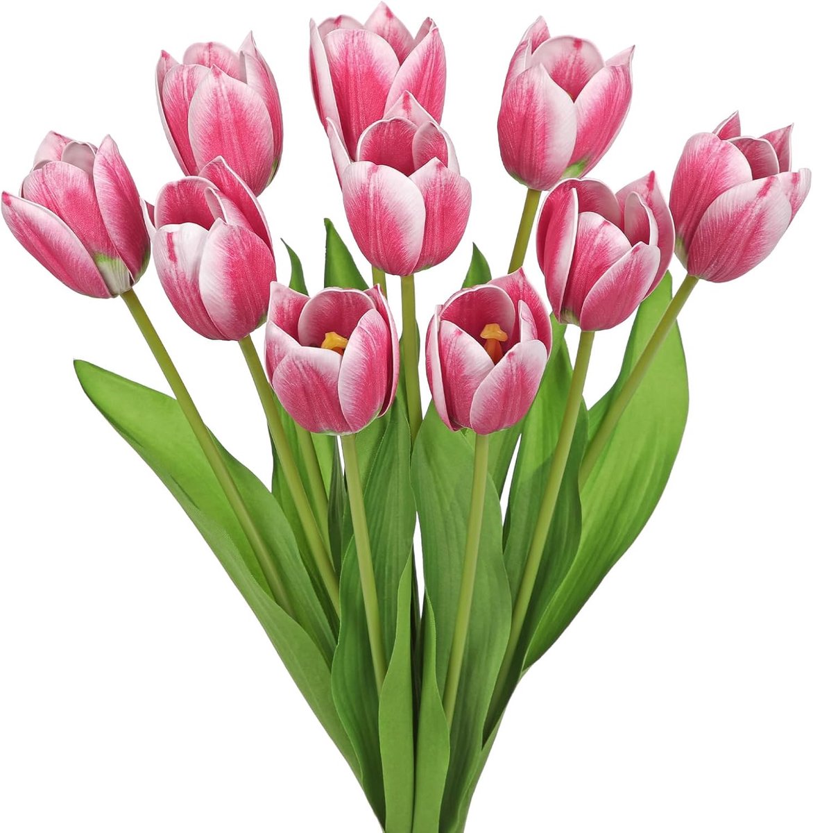 10 pcs Faux Tulips - Real Touch 20 inch Hot Pink Fake Tulip Stem - Voor Vaas Bloemarrangement - Thuis Kantoor Boerderij Keuken Lente Decoratie