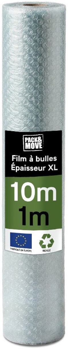 Pack And Move - Gerecyclede Noppenfolie - 1 x 10 M - Verhuizing, Verzending En Bescherming - Kwaliteitsfolie - 70% gerecycled