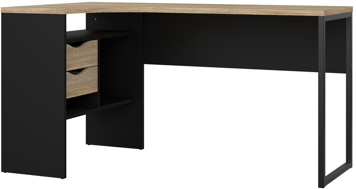 Giga Living Hoekbureau Function Plus - Naturel/Zwart - 145x80x75cm