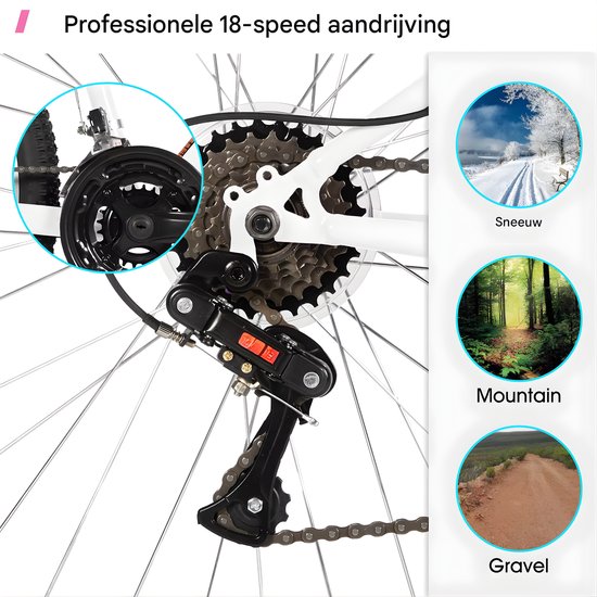 Mountainbike – Voor dames / mountainbiken – 18-speed, V-brake – Stevig, 66 cm, groen — afbeelding 5