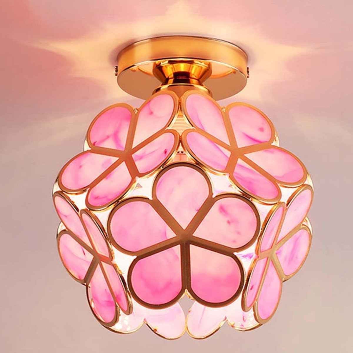 carmdering - Plafondlamp - Bloemlamp - Acryllamp - Modern bloemontwerp, E27 fitting (lamp inbegrepen) - Acrylkap, zacht en schitteringsvrij licht - 20×20×20 cm, ideaal voor slaapkamer en woonkamer - Roze - eenvoudige montage