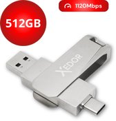 Clé USB Xedor® Base - 512 GB - 1120 Mbps - USB C et A - iPhone et Android