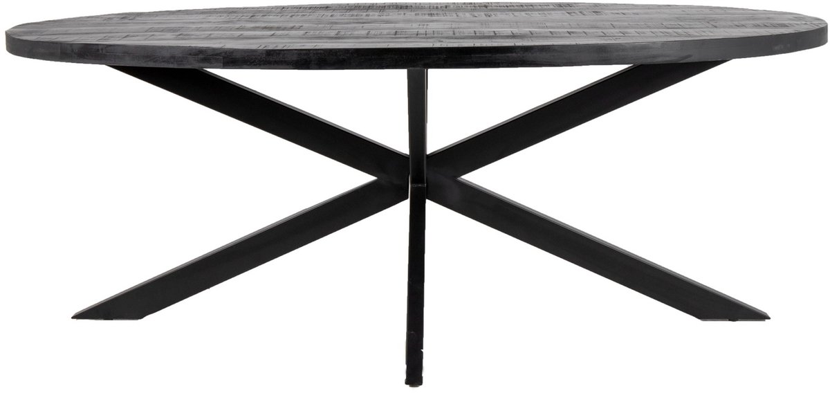 Giga Meubel Eettafel Mansour - Zwart Mangohout - 220x100x76cm