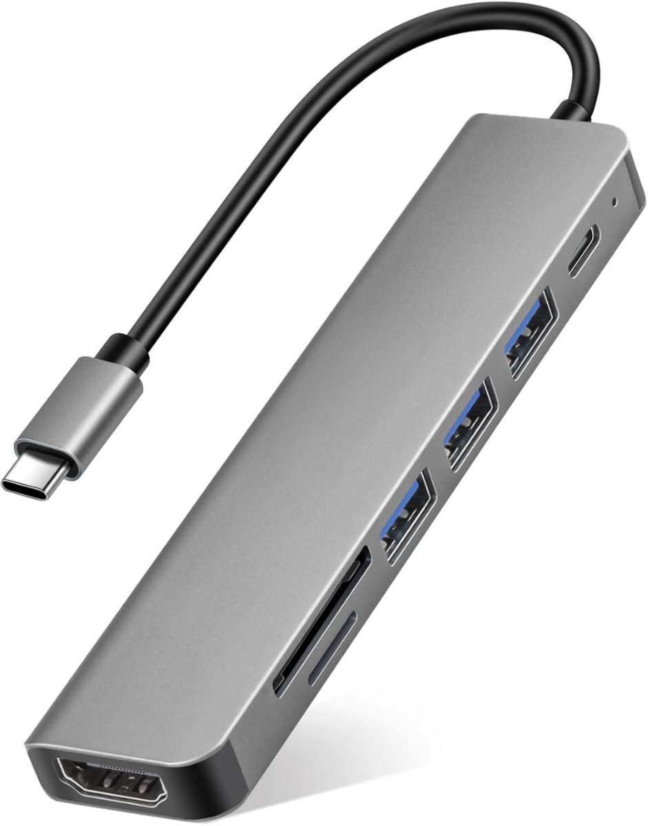 SNJY® Docking Station Laptop - USB-C Hub - Docking Station USB-C - 7-in-1 - Grijs