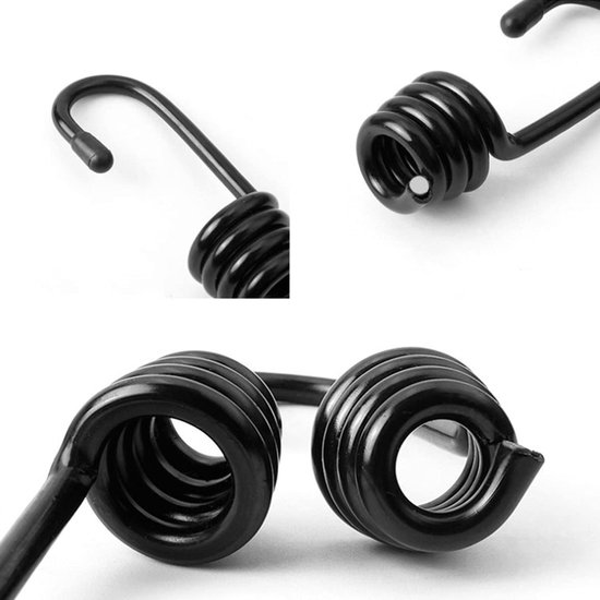 Set van 12 Spiral Hooks - Zwarte Expanderhaken voor Rubber Touw en Spanfix - Ideaal voor Tensioneren en Bevestigen van Lasten — afbeelding 3