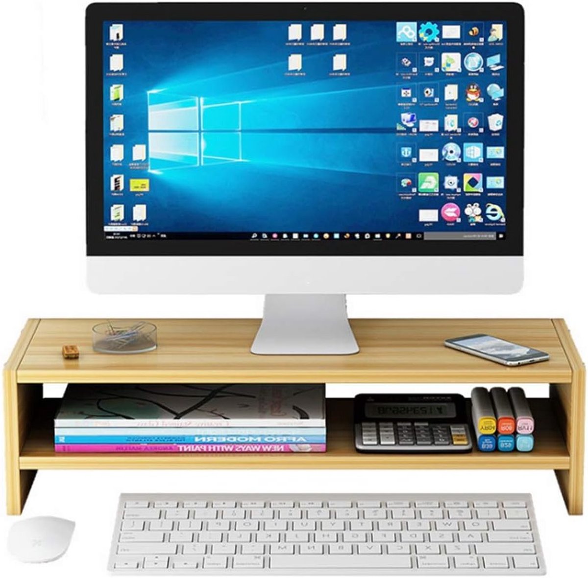 Grote opbergstelling voor computers, multifunctionele opslagbox, ideaal voor slaapkamer, school en kantoor