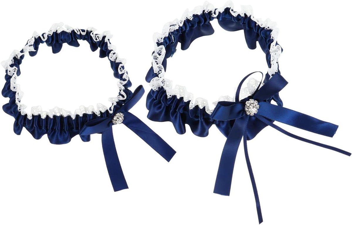 Bruidskousenband Set - Bruidsaccessoire - Bruiloft Versiering - Elastische Band - 18x5x1cm - Wit