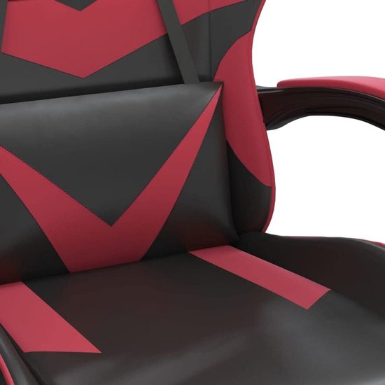 Gaming Stoel - Comfortabele Zetel - Langdurig Zitten - Verstelbare Rugleuning Voetsteun - 57.5 x 59.5 cm - Zwart Wijnrood — afbeelding 2