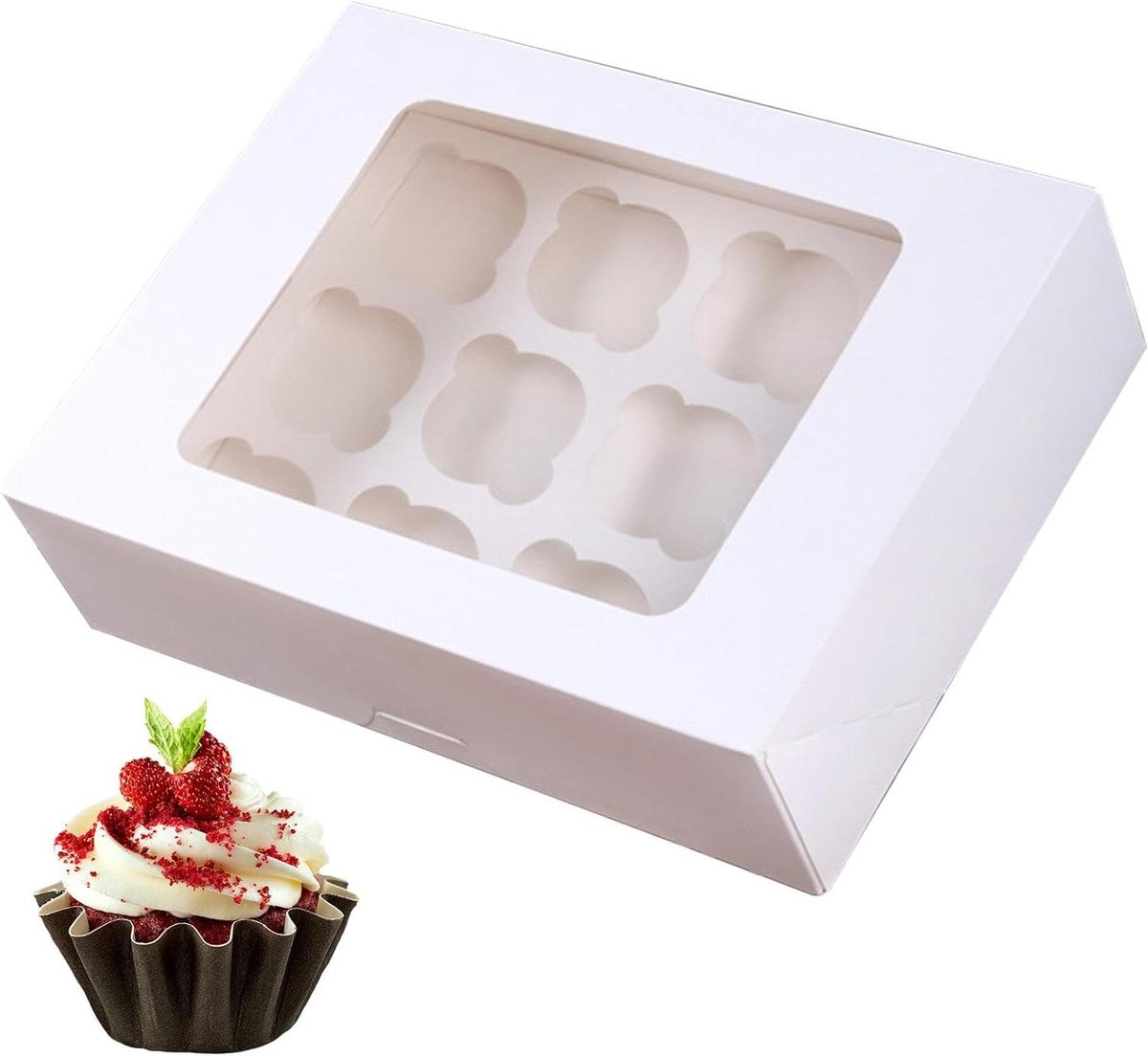 Cupcake Packaging Box, Bakery Boxes Muffin Box Cupcake Pastry Containers - Portable Candy Boxes Carriers Bakery Cake Box for Dessert Cookies
