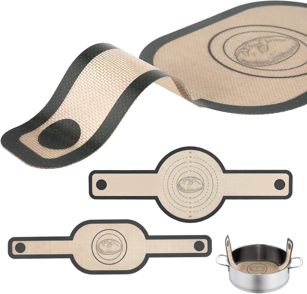 Siliconen Brood Bakmat voor Dutch Oven - 2 Stuks, 21x56cm, Niet-Plakkerig, Ideaal voor Brood Bakken, Air Fryer en Thuisbakkerij