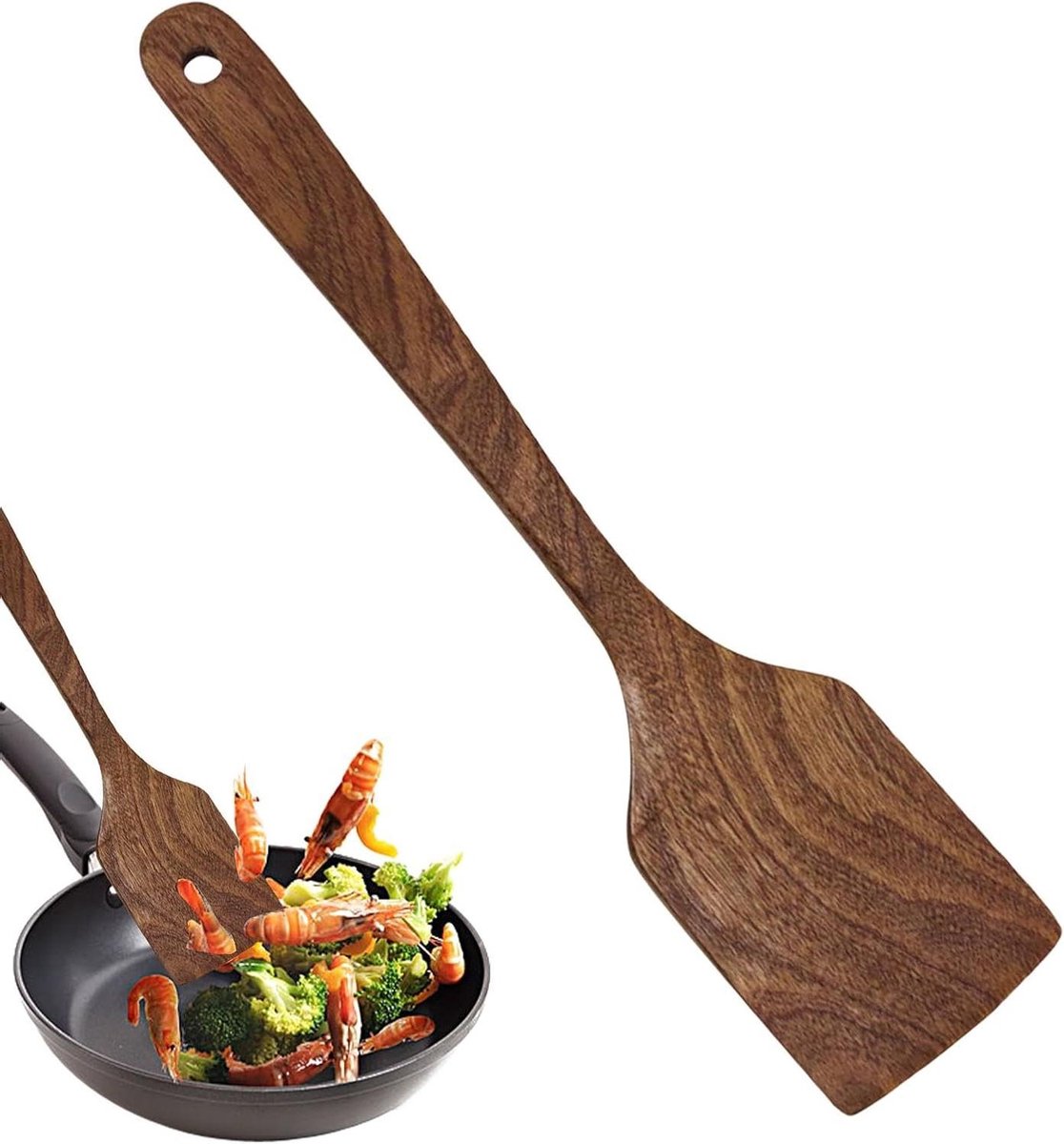 Houten spatel - Kookgerei - Koken en bakken - Hittebestendig - 33 cm - Houtkleur