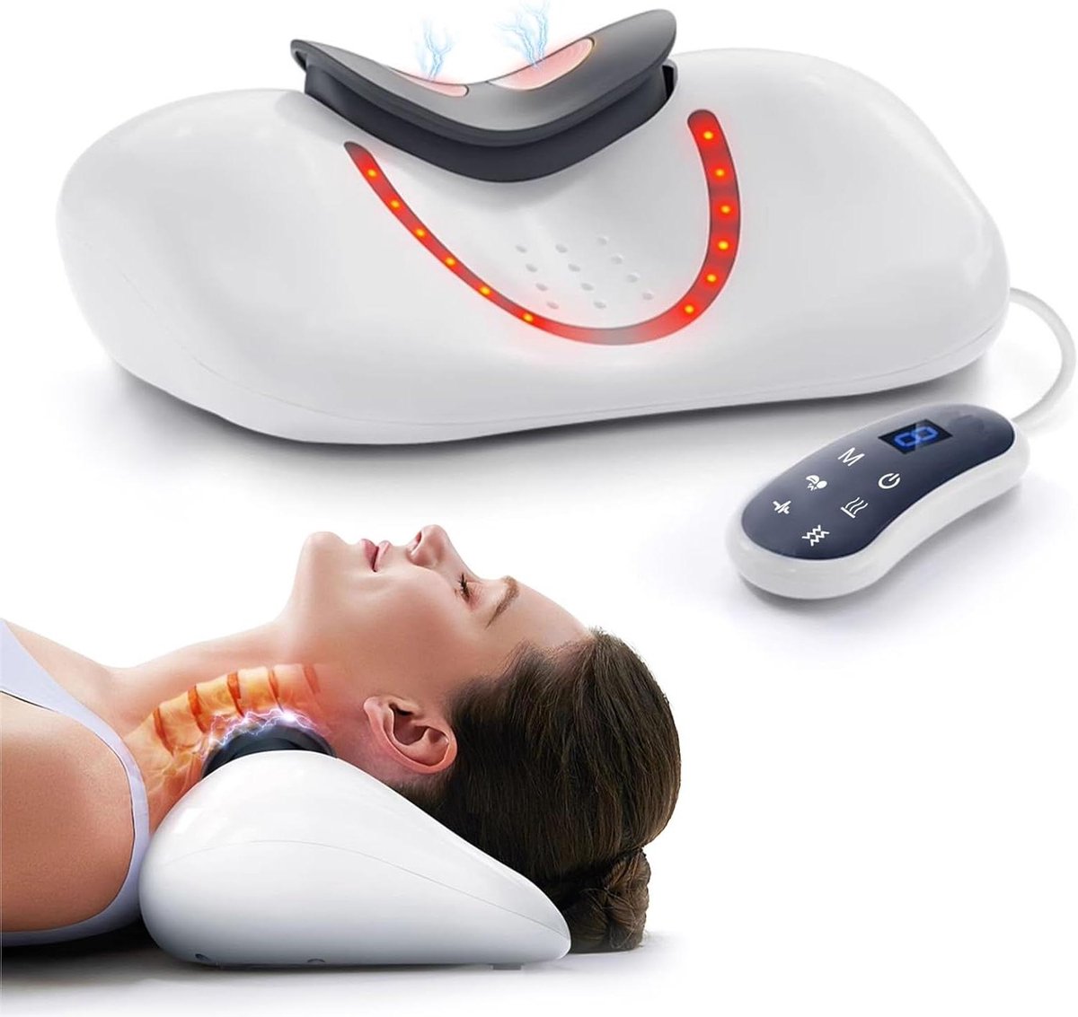 Nekmassageapparaat - Neksteun - Spierontspanning - 9 Intensiteitsniveaus - 32 x 20 x 10 cm - Wit
