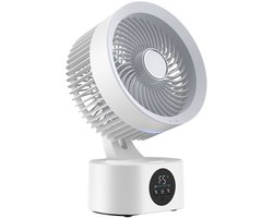 VHV-Oplaadbare Tafelventilator met Spraakbesturing - Stille Luchtcirculator met Timer - Bureau Ventilator met Lange Accuduur - Slimme USB Ventilator voor Slaapkamer en Kantoor
