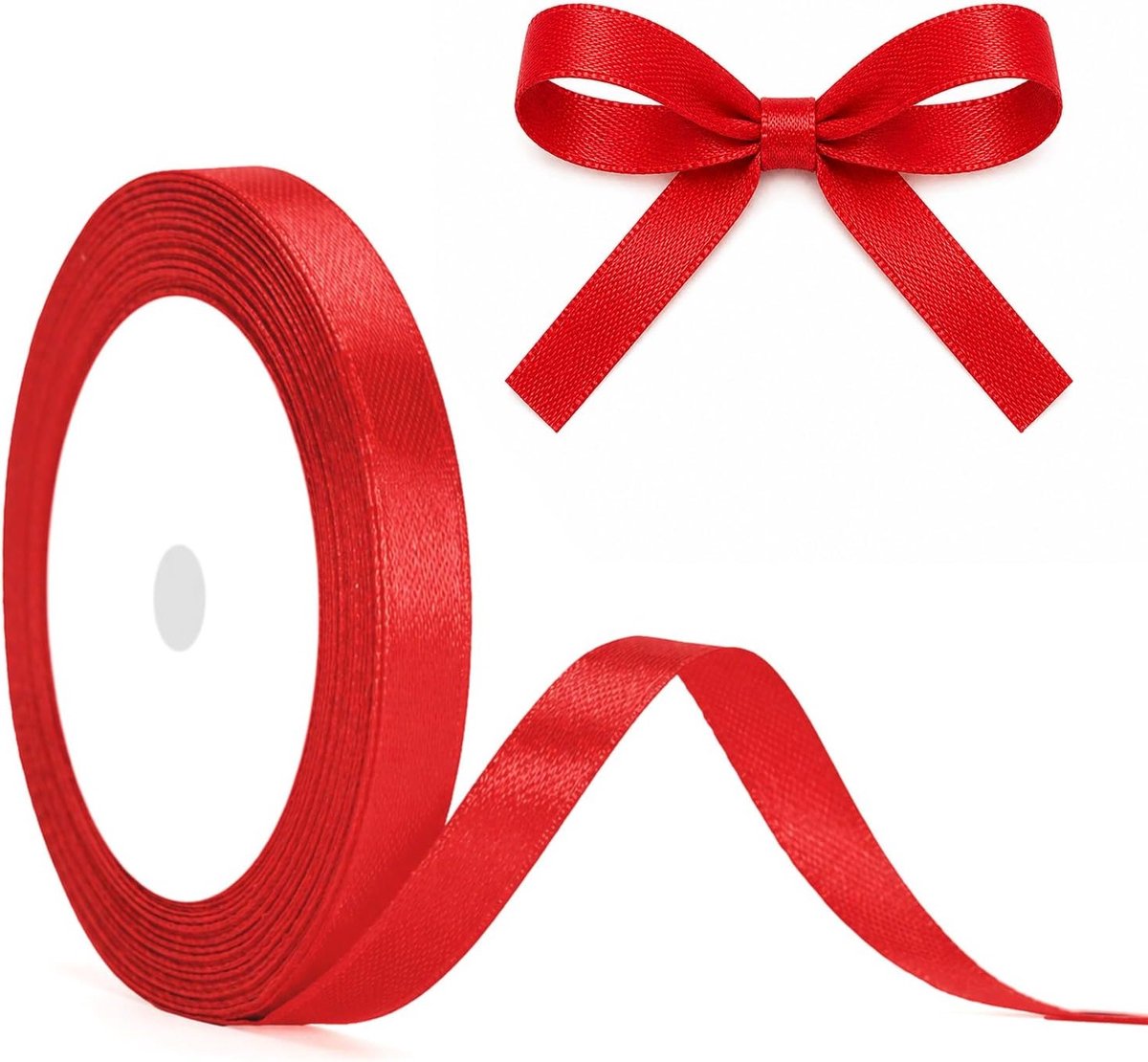 Decoratieve Rode Satijnen Lint van 10mm, 22m voor Cadeauverpakking, Knutselen en Versiering