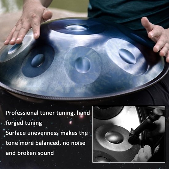 Handpan Trommel - Stalen Trommel - Muziek Maken - 432Hz Stemming - 56cm Diameter - Paars — afbeelding 2