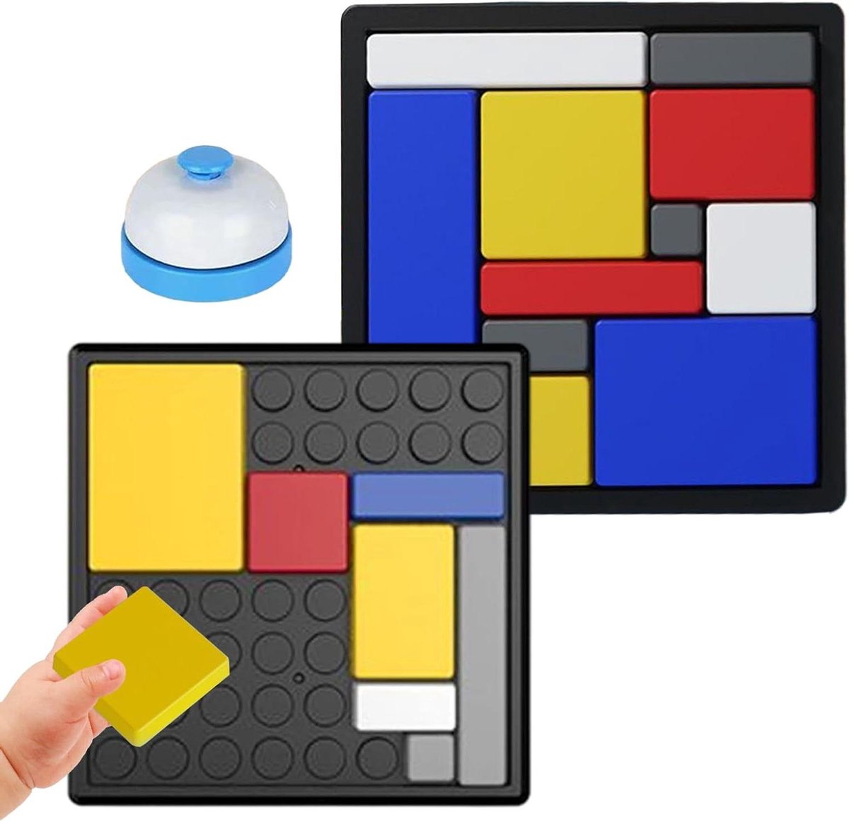 Logische Puzzelblokken - Intelligentie Spel - Denktraining Thuis - Draagbare Koffer - 14 x 14 cm - Blauw