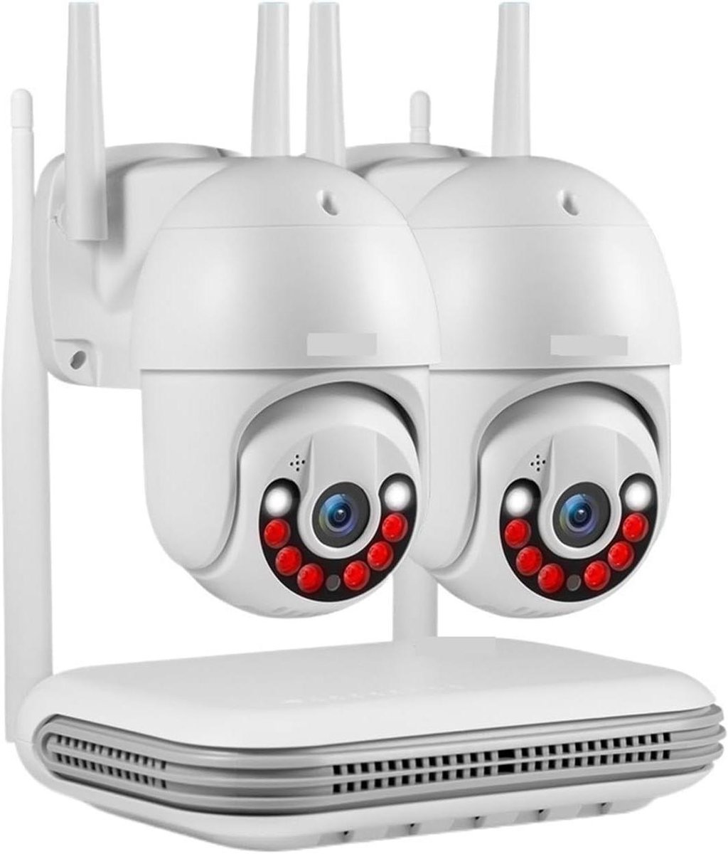 Beveiligingscamera Systeem - IP Camera Kit - Huisbewaking Buiten - Dubbele Lens Techniek - 8 Kanaals NVR - Zwart