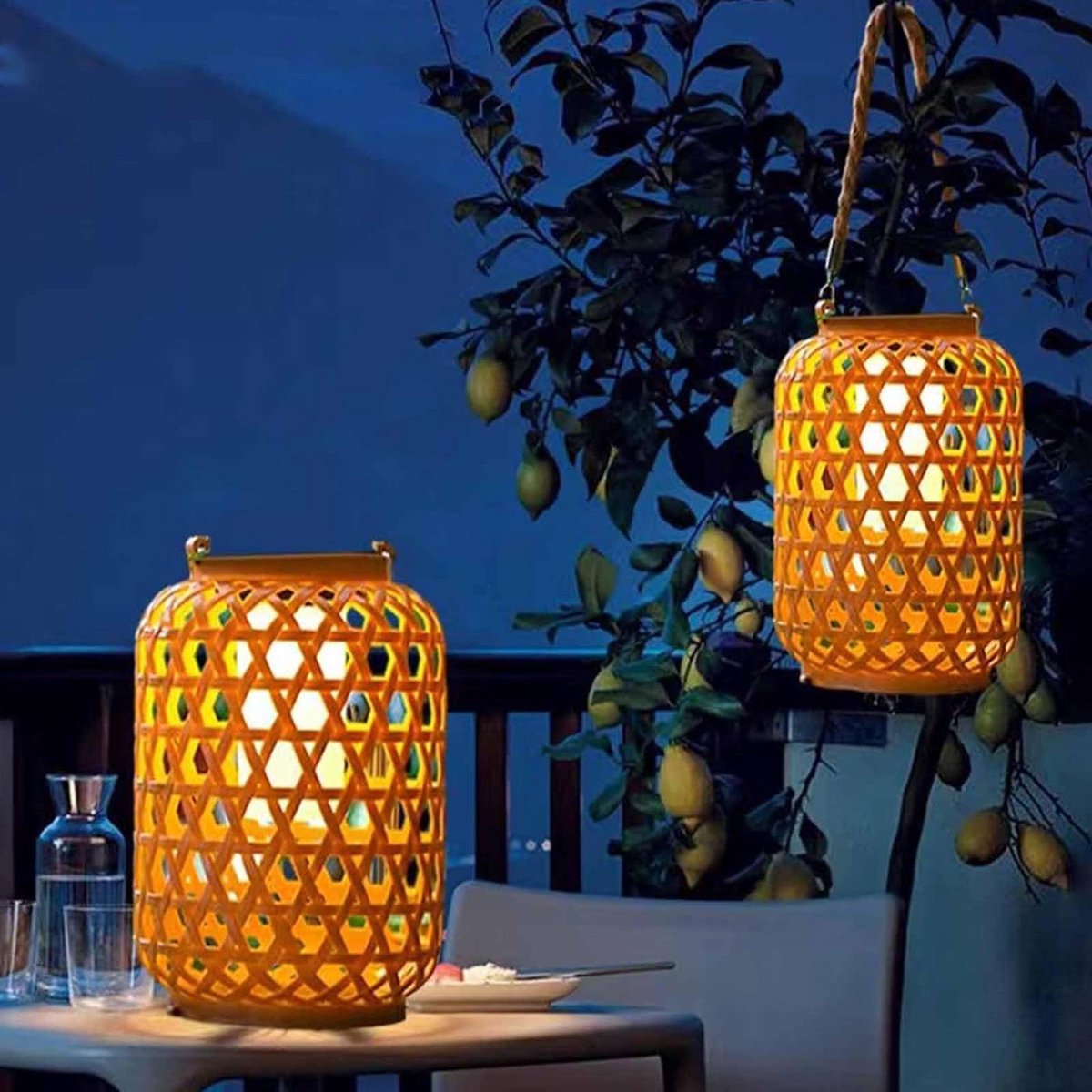 Zonne-energie Lantaarn - Buitenlamp Rotan - Tuindecoratie Verlichting - Waterdicht Ontwerp