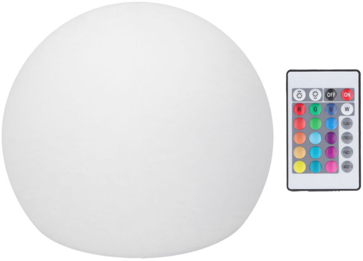 LED-bol geschikt voor 24-toetsen afstandsbediening, RGBW-bolvormig licht, nachtlampje, 16 dimbare kleuren, 4 standen, 15x15 cm.