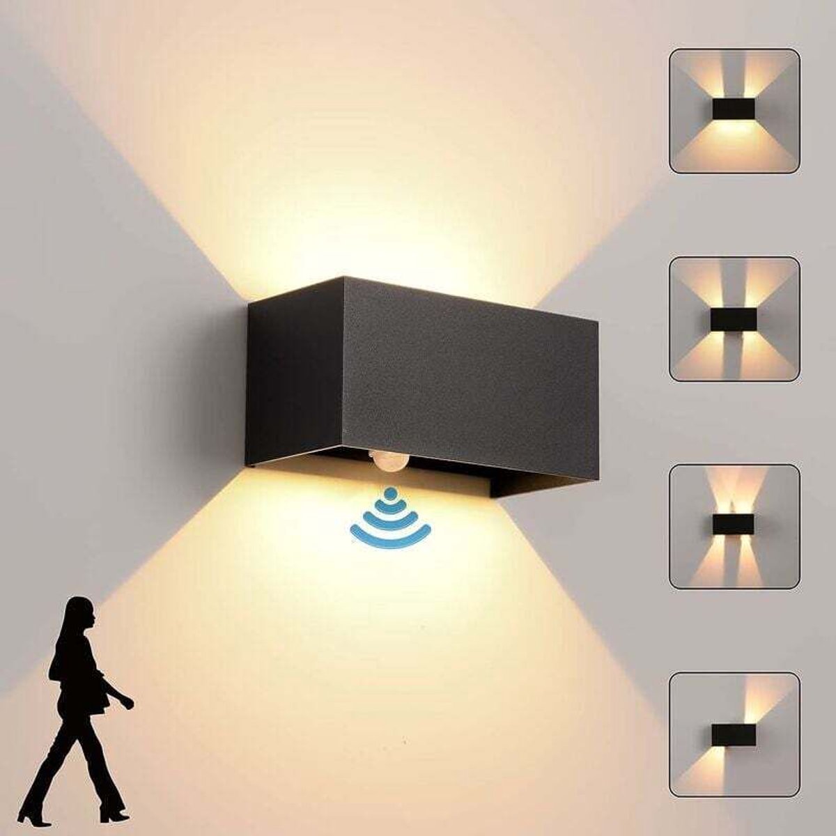 24W LED-buitenwandlamp geschikt voor bewegingssensor – verstelbare stralingshoek – waterdicht – 3000K warm wit licht