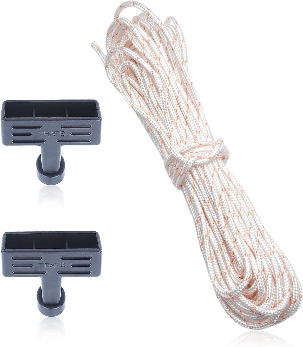 Touwstartergreepset - Startkabel set - Motoronderhoud - Directe vervanging - 4mm x 15m - Zwart