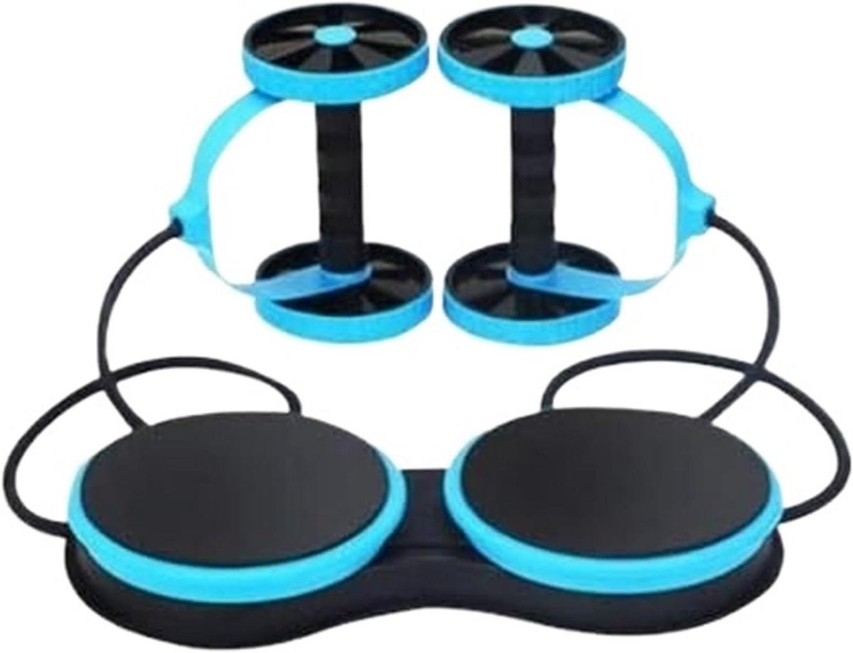 Abdominal Wheel - Buikspierroller Core Trainer - Thuis Trainen - Dubbele Roller Met Banden - 1 kg - Blauw