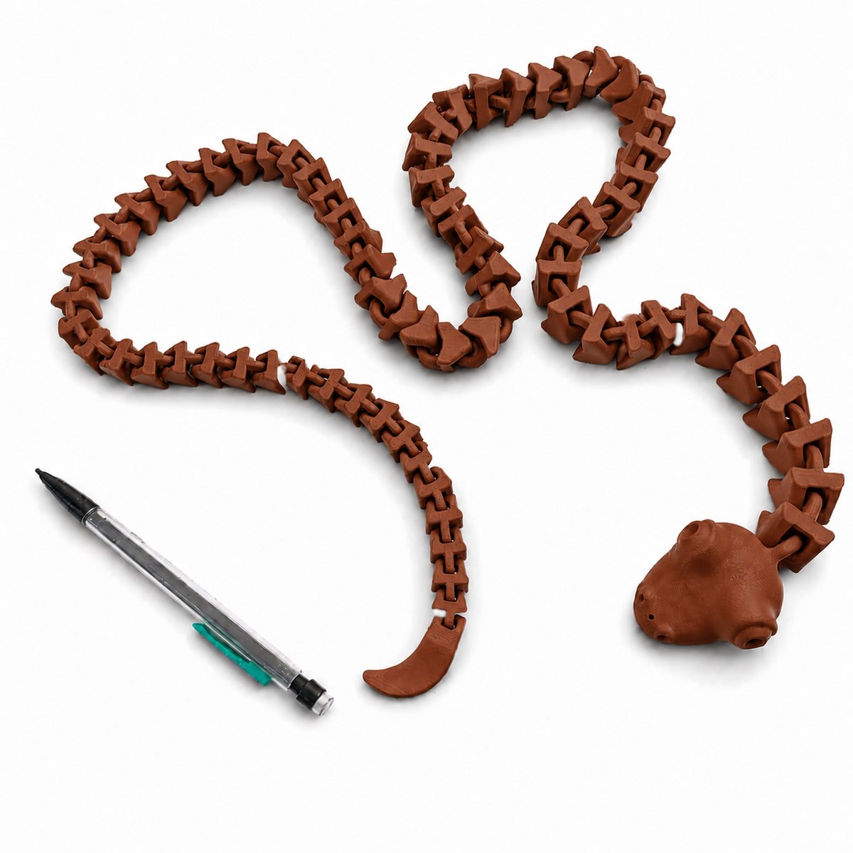 XXL Flexibele Slang Decoratie - Realistische Speelslang - Bewegende Slang - Flexibel Speelfiguur - Lange Slang Decoratie - Realistisch Reptiel Model - Sensorisch Speelgoed - Flexibele Slang Voor Kinderen En Volwassenen - 141,5 Cm - Roasted Chestnut