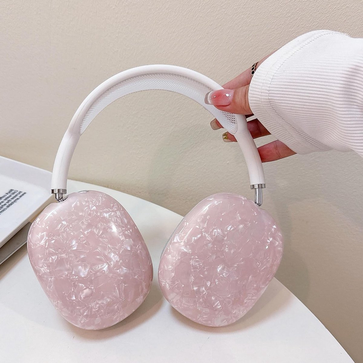 Beschermhoes voor AirPods Max - Transparante TPU Case, Schokbestendig en Krasbestendig, Ideaal voor Hoofdtelefoon Accessoires (Roze)