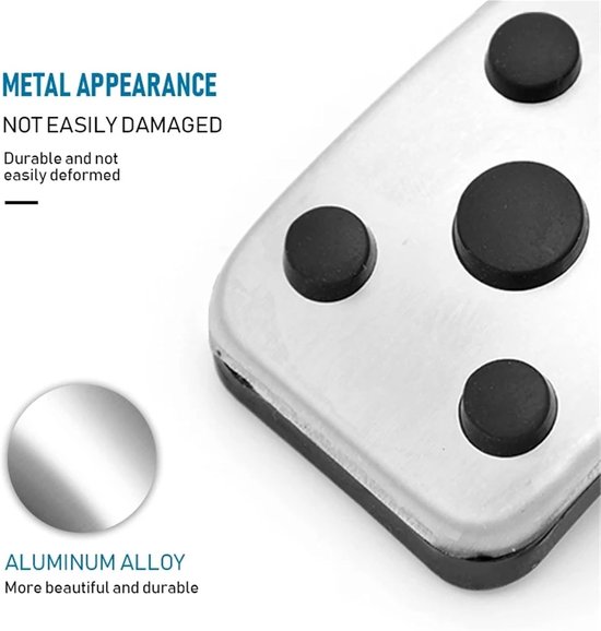 Auto Pedaal Covers - Voetsteun Set - Verbeterde Grip - Antislip Ontwerp - 2 Stuks - Zilver Zwart — afbeelding 4