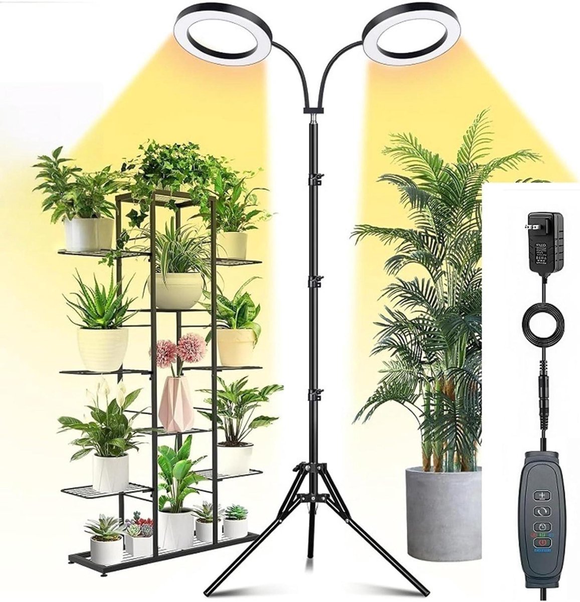 Kweeklamp Kamerplanten - Plantenlamp LED - Planten Groeien - Volledig Spectrum - Verstelbaar Statief - Zwart